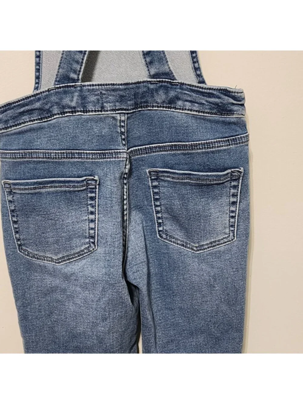 Cat and Jack denim overalls jumper sz 7-8 girl blue stretch